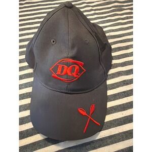 Dairy Queen DQ Red Ribbon Black Baseball Cap Hat Red Spoon Logo Adjustable Strap